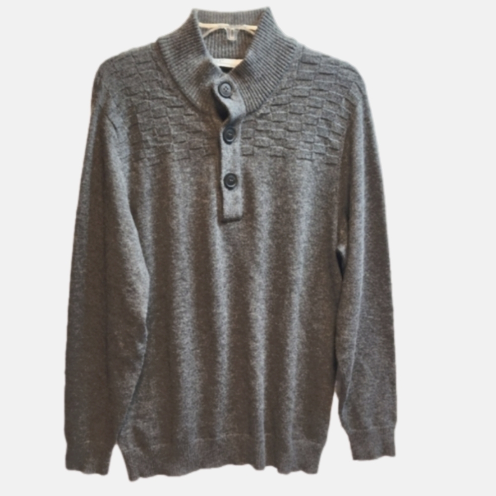 Criquet gray baby Alpaca blend long sleeve stand collar with buttons pullover